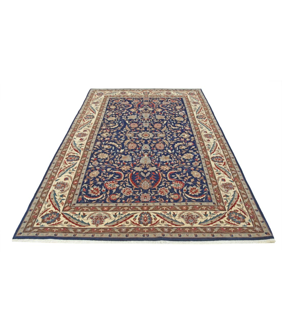Hand Knotted Heritage Fine Persian Style Wool Rug - 6'0'' x 8'11'' 6' 0" X 8' 11" (183 X 272) / Blue / Ivory