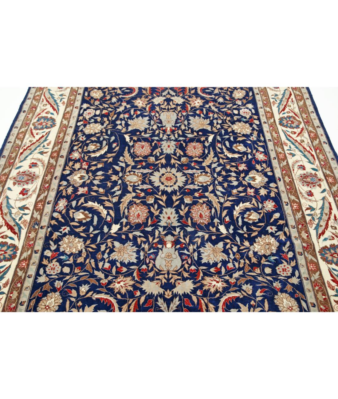 Hand Knotted Heritage Fine Persian Style Wool Rug - 6'0'' x 8'11'' 6' 0" X 8' 11" (183 X 272) / Blue / Ivory