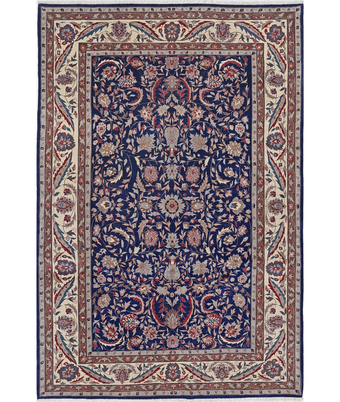 Hand Knotted Heritage Fine Persian Style Wool Rug - 6&#39;0&#39;&#39; x 8&#39;11&#39;&#39; 6&#39; 0&quot; X 8&#39; 11&quot; (183 X 272) / Blue / Ivory