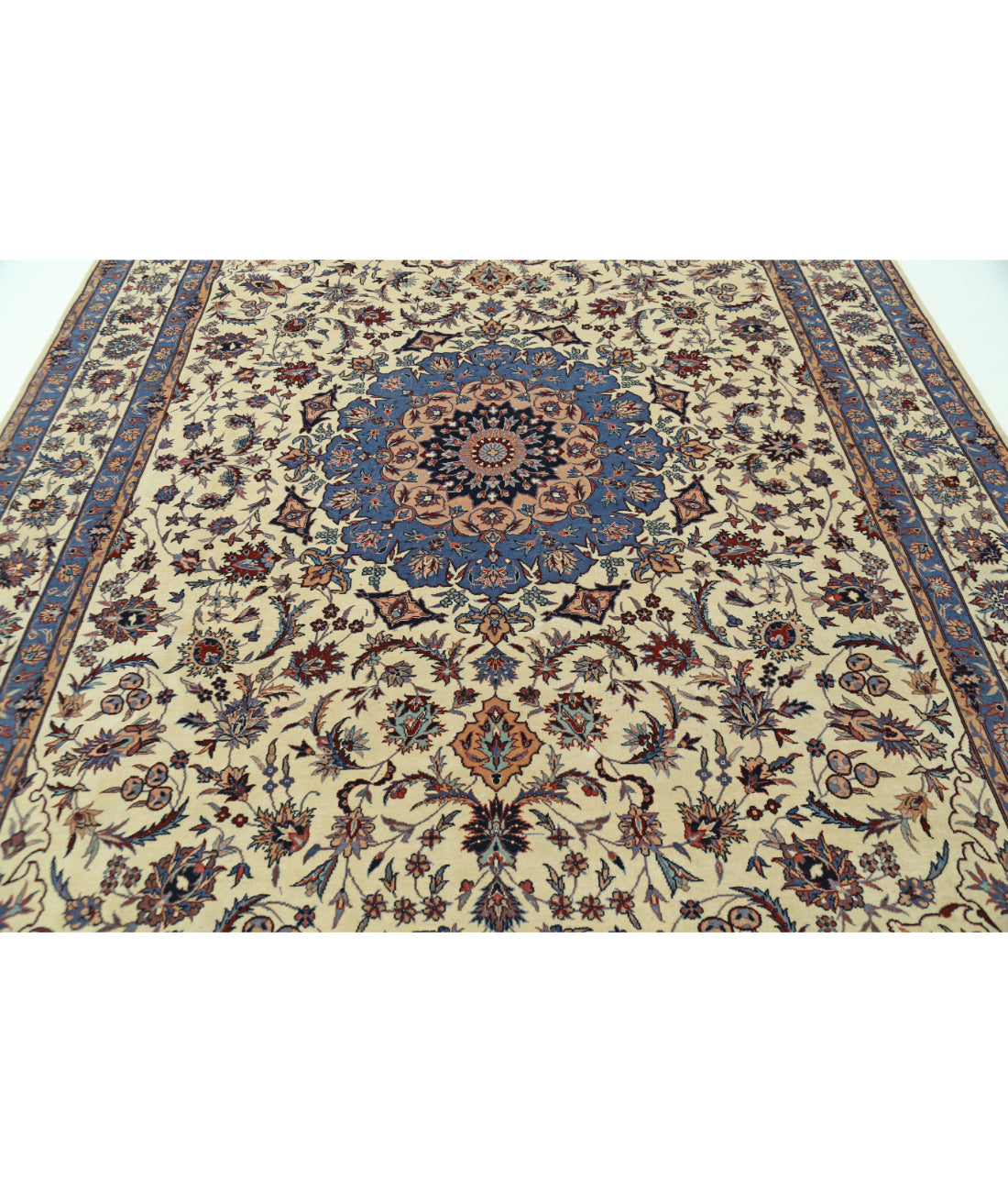 Hand Knotted Heritage Fine Persian Style Wool Rug - 8'2'' x 11'5'' 8' 2" X 11' 5" (249 X 348) / Ivory / Blue