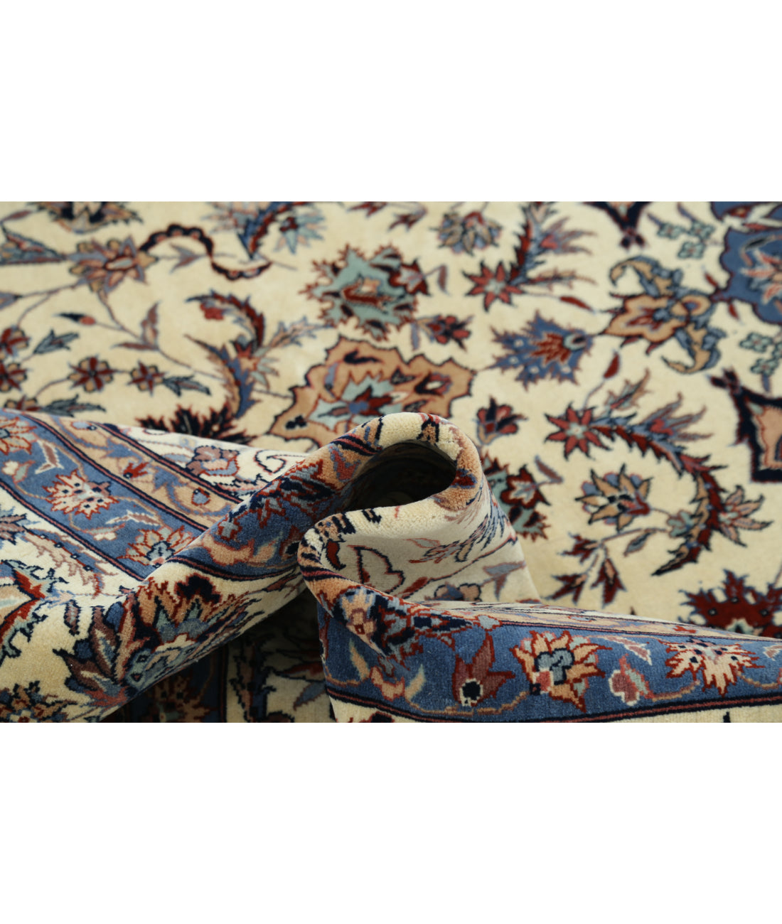 Hand Knotted Heritage Fine Persian Style Wool Rug - 8'2'' x 11'5'' 8' 2" X 11' 5" (249 X 348) / Ivory / Blue