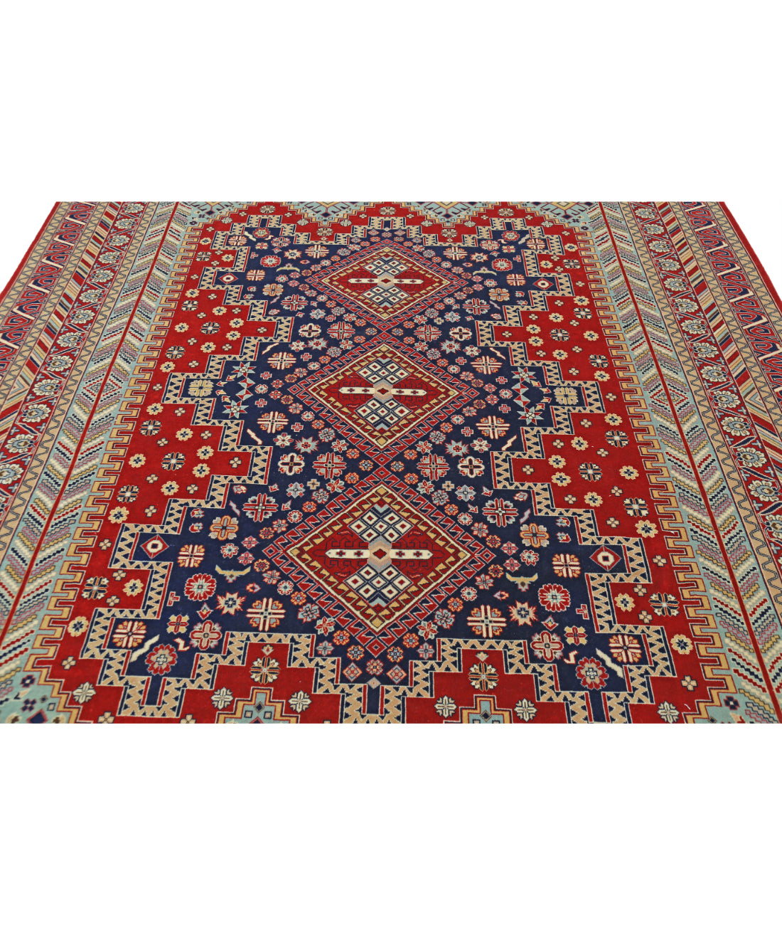 Hand Knotted Heritage Fine Persian Style Wool Rug - 7'11'' x 9'11'' 7' 11" X 9' 11" (241 X 302) / Red / Blue