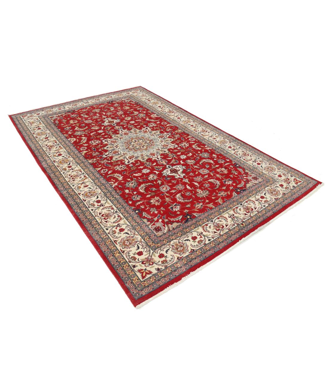 Hand Knotted Heritage Fine Persian Style Wool Rug - 6'0'' x 9'3'' 6' 0" X 9' 3" (183 X 282) / Red / Ivory