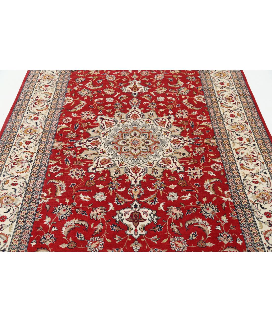 Hand Knotted Heritage Fine Persian Style Wool Rug - 6'0'' x 9'3'' 6' 0" X 9' 3" (183 X 282) / Red / Ivory