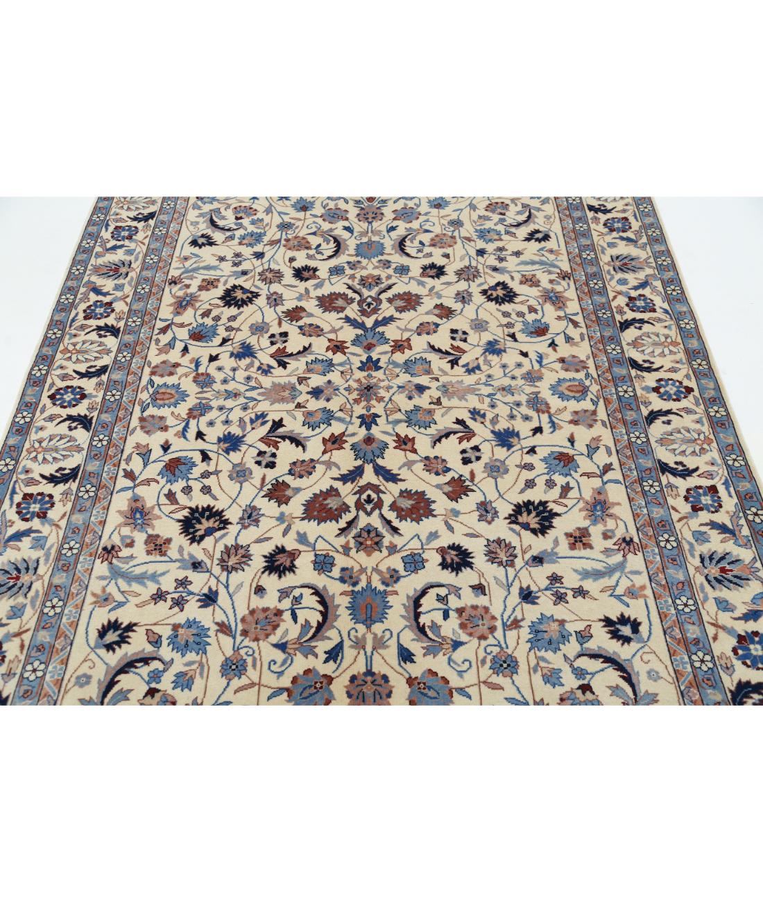 Hand Knotted Heritage Fine Persian Style Wool Rug - 5'0'' x 8'0'' 5' 0" X 8' 0" (152 X 244) / Ivory / Blue