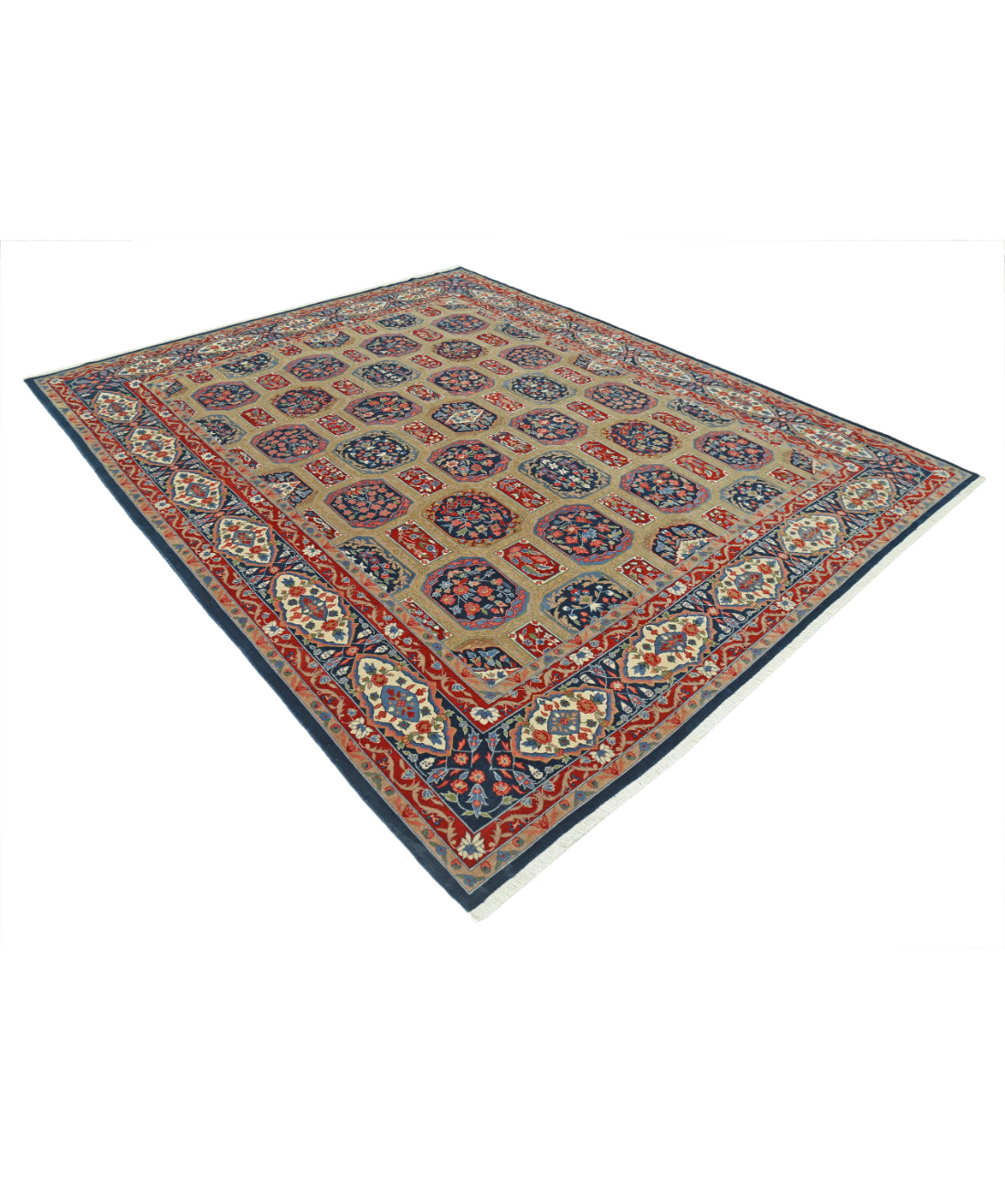 Hand Knotted Heritage Fine Persian Style Wool Rug - 7'11'' x 9'9'' 7' 11" X 9' 9" (241 X 297) / Beige / Blue