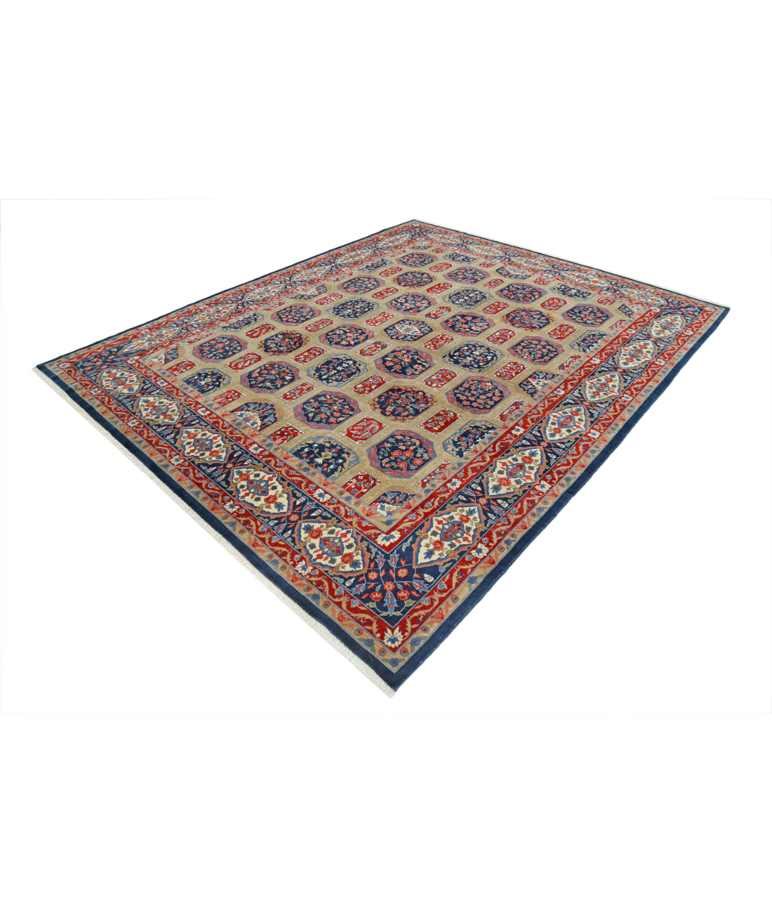 Hand Knotted Heritage Fine Persian Style Wool Rug - 7'11'' x 9'9'' 7' 11" X 9' 9" (241 X 297) / Beige / Blue