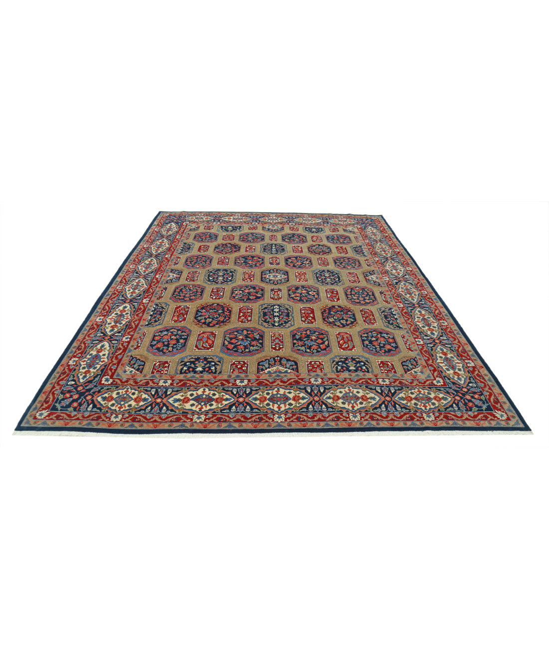 Hand Knotted Heritage Fine Persian Style Wool Rug - 7'11'' x 9'9'' 7' 11" X 9' 9" (241 X 297) / Beige / Blue