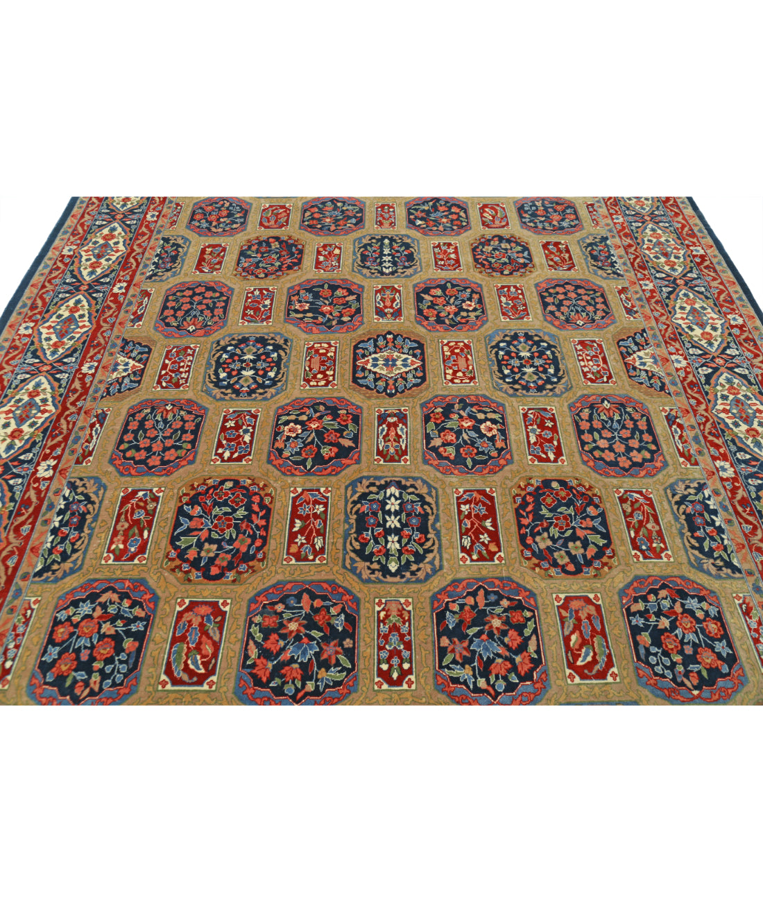 Hand Knotted Heritage Fine Persian Style Wool Rug - 7'11'' x 9'9'' 7' 11" X 9' 9" (241 X 297) / Beige / Blue