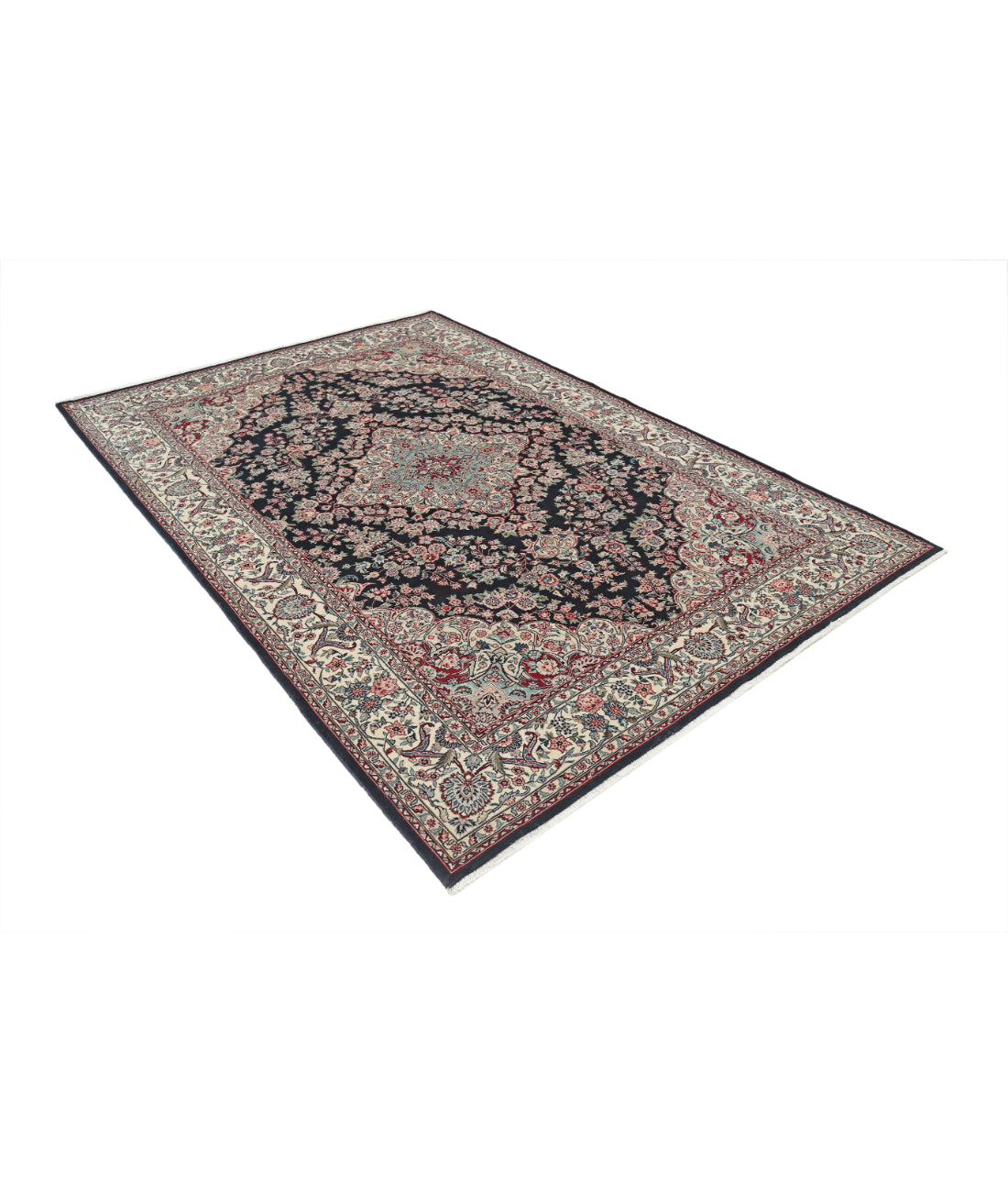 Hand Knotted Heritage Fine Persian Style Wool Rug - 5'1'' x 8'7'' 5' 1" X 8' 7" (155 X 262) / Black / Ivory