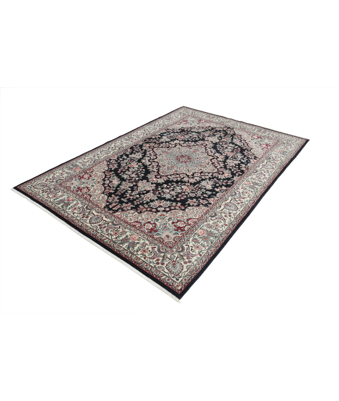 Hand Knotted Heritage Fine Persian Style Wool Rug - 5'1'' x 8'7'' 5' 1" X 8' 7" (155 X 262) / Black / Ivory