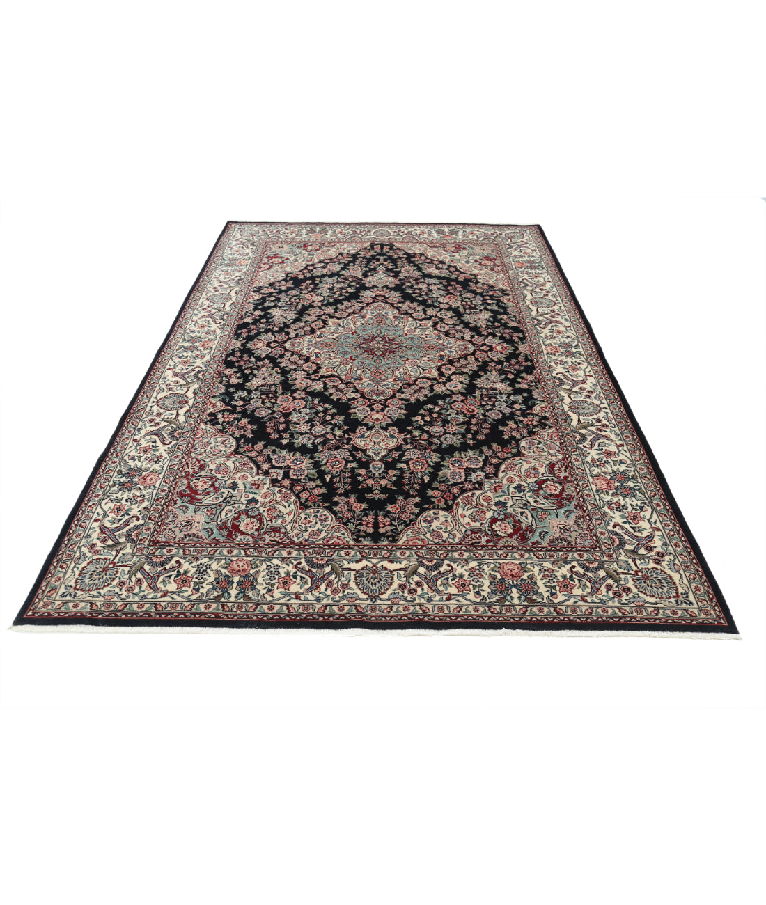 Hand Knotted Heritage Fine Persian Style Wool Rug - 5'1'' x 8'7'' 5' 1" X 8' 7" (155 X 262) / Black / Ivory