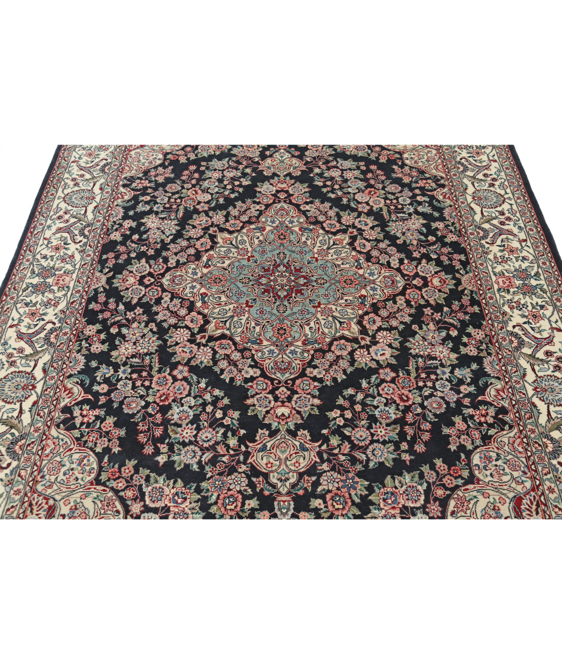 Hand Knotted Heritage Fine Persian Style Wool Rug - 5'1'' x 8'7'' 5' 1" X 8' 7" (155 X 262) / Black / Ivory