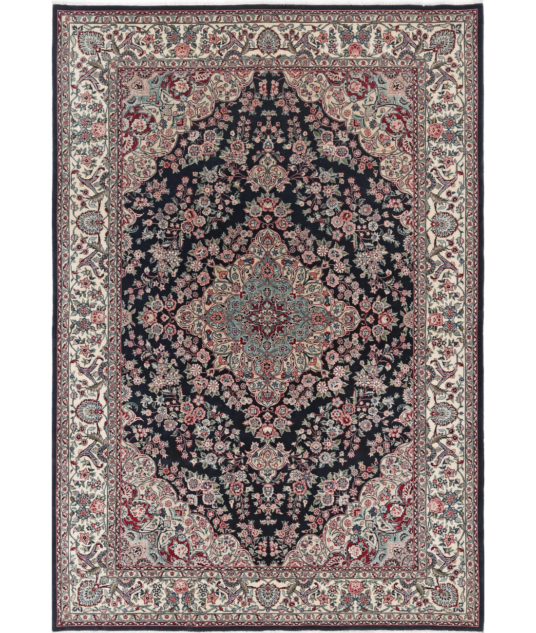 Hand Knotted Heritage Fine Persian Style Wool Rug - 5&#39;1&#39;&#39; x 8&#39;7&#39;&#39; 5&#39; 1&quot; X 8&#39; 7&quot; (155 X 262) / Black / Ivory