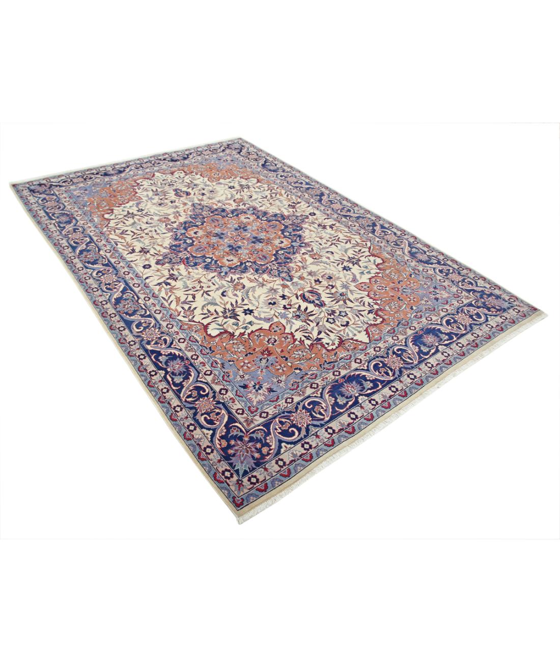 Hand Knotted Heritage Fine Persian Style Wool Rug - 6'0'' x 8'11'' 6' 0" X 8' 11" (183 X 272) / Ivory / Blue