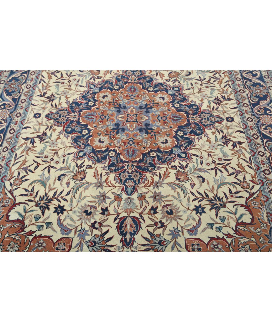 Hand Knotted Heritage Fine Persian Style Wool Rug - 6'0'' x 8'11'' 6' 0" X 8' 11" (183 X 272) / Ivory / Blue