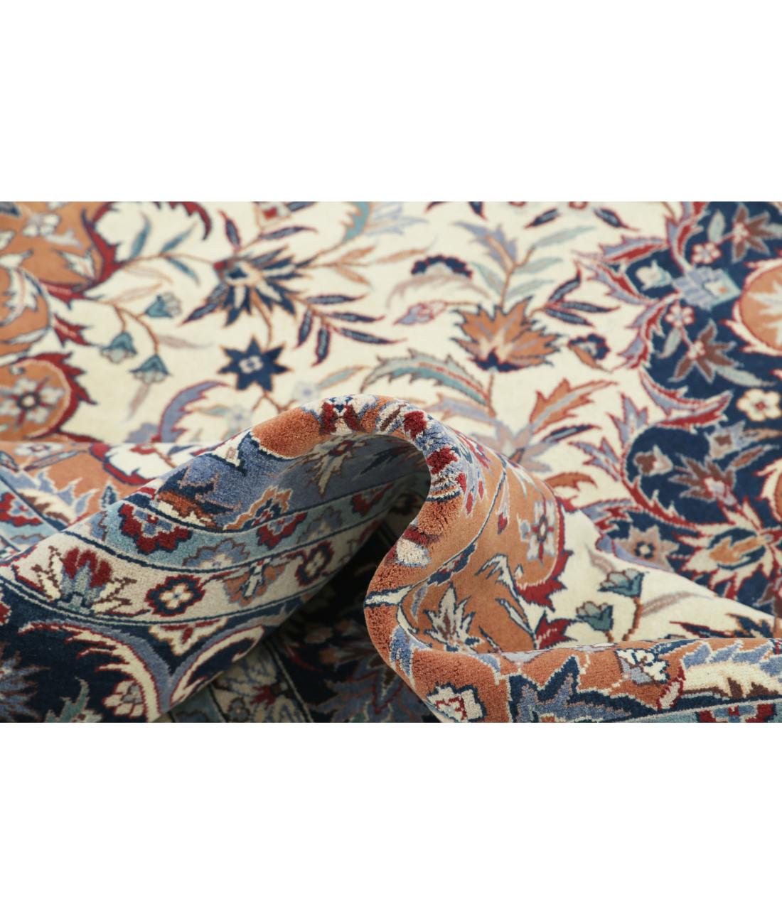 Hand Knotted Heritage Fine Persian Style Wool Rug - 6'0'' x 8'11'' 6' 0" X 8' 11" (183 X 272) / Ivory / Blue