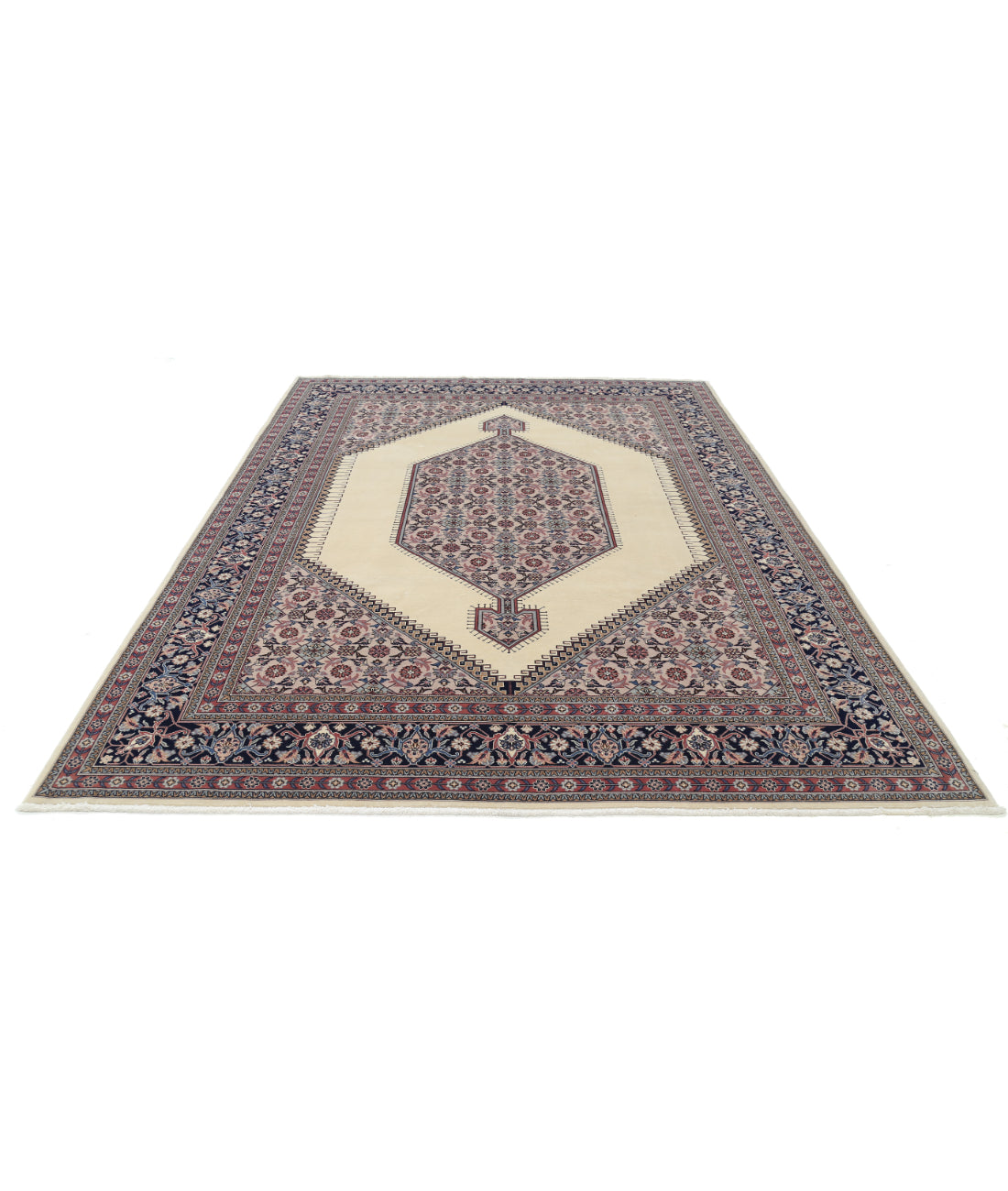 Hand Knotted Heritage Fine Persian Style Wool Rug - 7'11'' x 10'10'' 7' 11" X 10' 10" (241 X 330) / Ivory / Blue