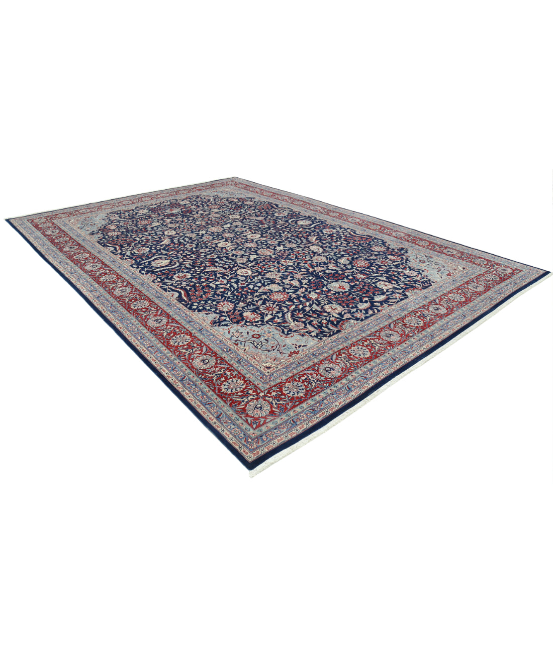 Hand Knotted Heritage Fine Persian Style Wool Rug - 9'9'' x 13'10'' 9' 9" X 13' 10" (297 X 422) / Blue / Red