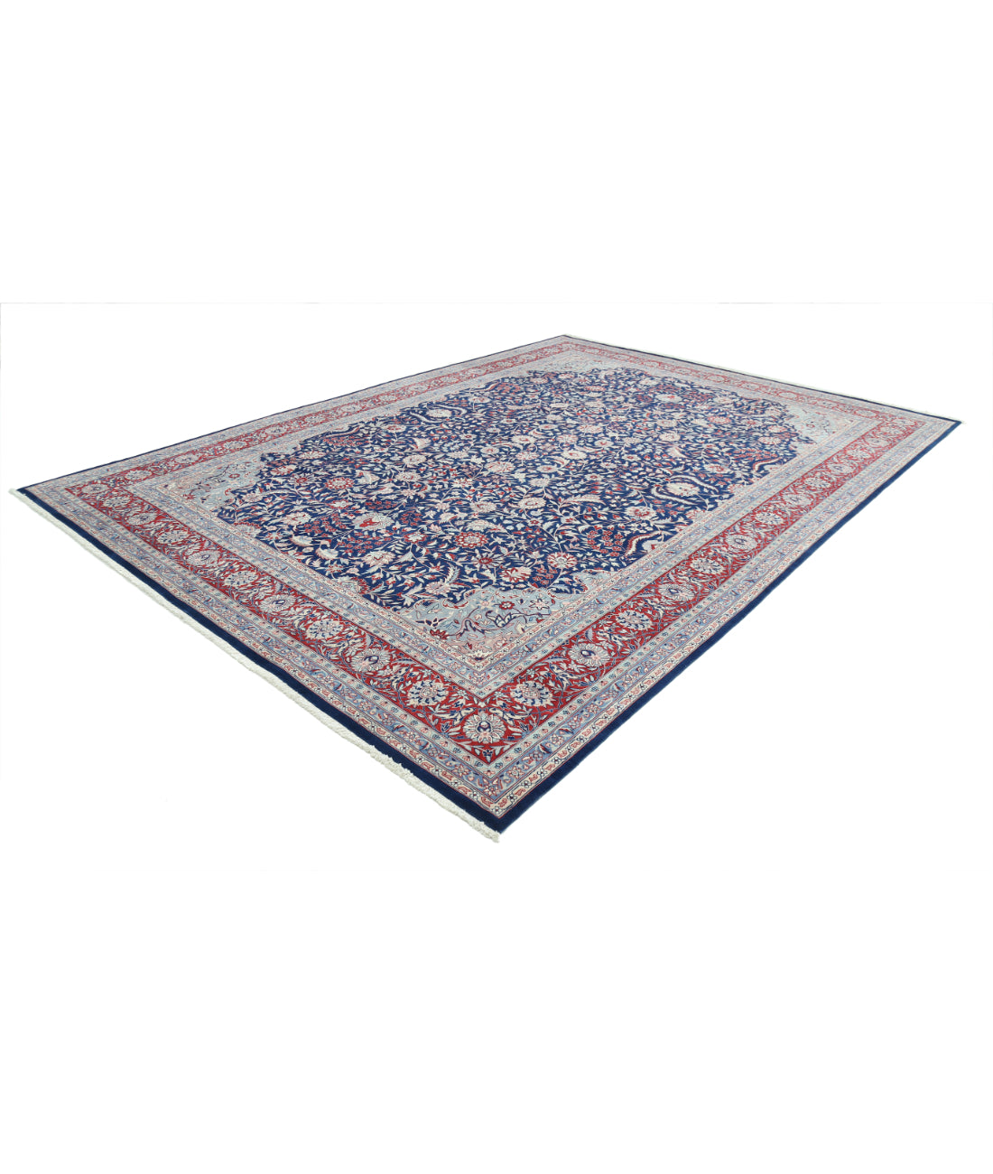 Hand Knotted Heritage Fine Persian Style Wool Rug - 9'9'' x 13'10'' 9' 9" X 13' 10" (297 X 422) / Blue / Red