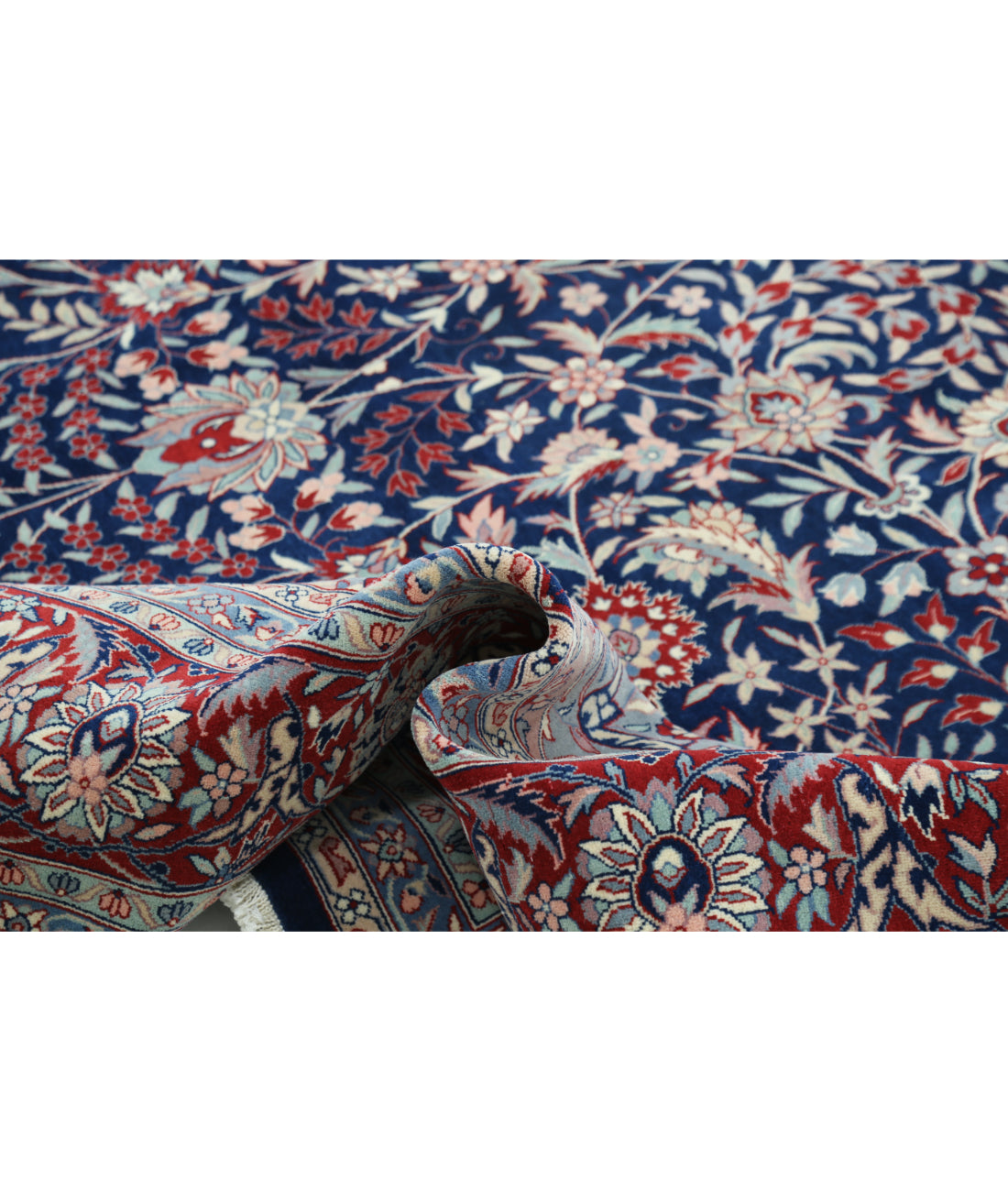 Hand Knotted Heritage Fine Persian Style Wool Rug - 9'9'' x 13'10'' 9' 9" X 13' 10" (297 X 422) / Blue / Red