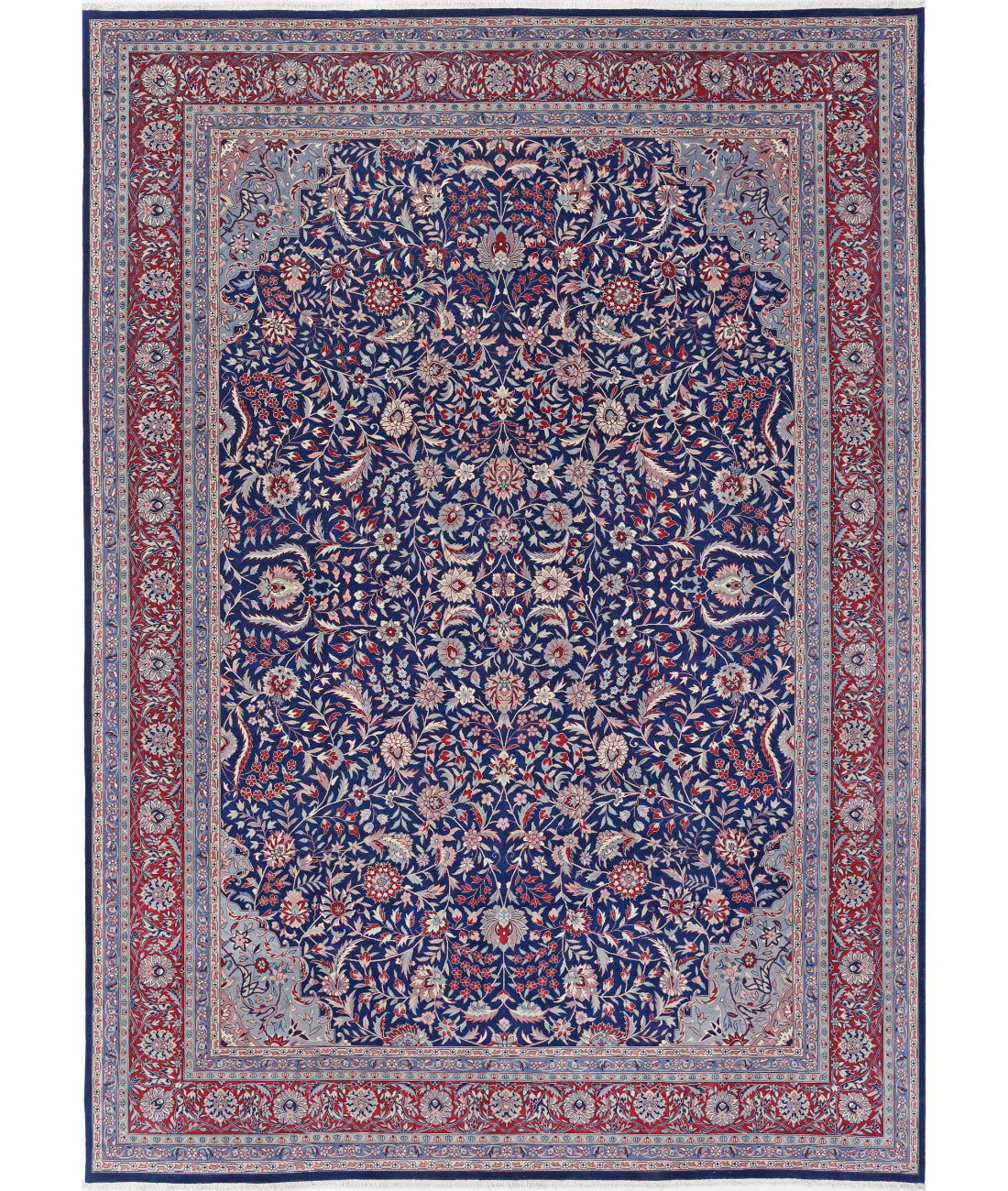 Hand Knotted Heritage Fine Persian Style Wool Rug - 9&#39;9&#39;&#39; x 13&#39;10&#39;&#39; 9&#39; 9&quot; X 13&#39; 10&quot; (297 X 422) / Blue / Red