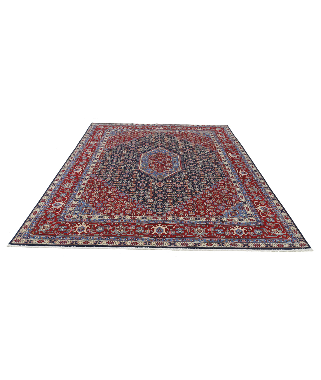 Hand Knotted Heritage Fine Persian Style Wool Rug - 8'0'' x 9'10'' 8' 0" X 9' 10" (244 X 300) / Blue / Red