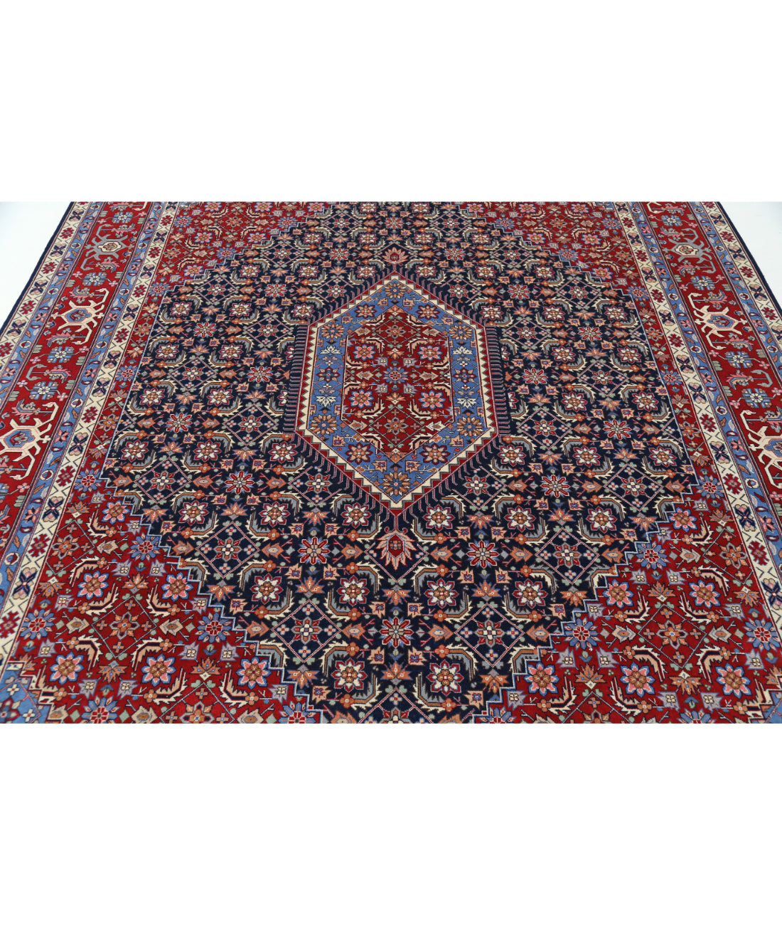 Hand Knotted Heritage Fine Persian Style Wool Rug - 8'0'' x 9'10'' 8' 0" X 9' 10" (244 X 300) / Blue / Red