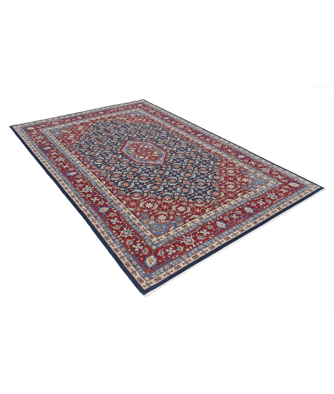 Hand Knotted Heritage Fine Persian Style Wool Rug - 6'0'' x 9'2'' 6' 0" X 9' 2" (183 X 279) / Blue / Red