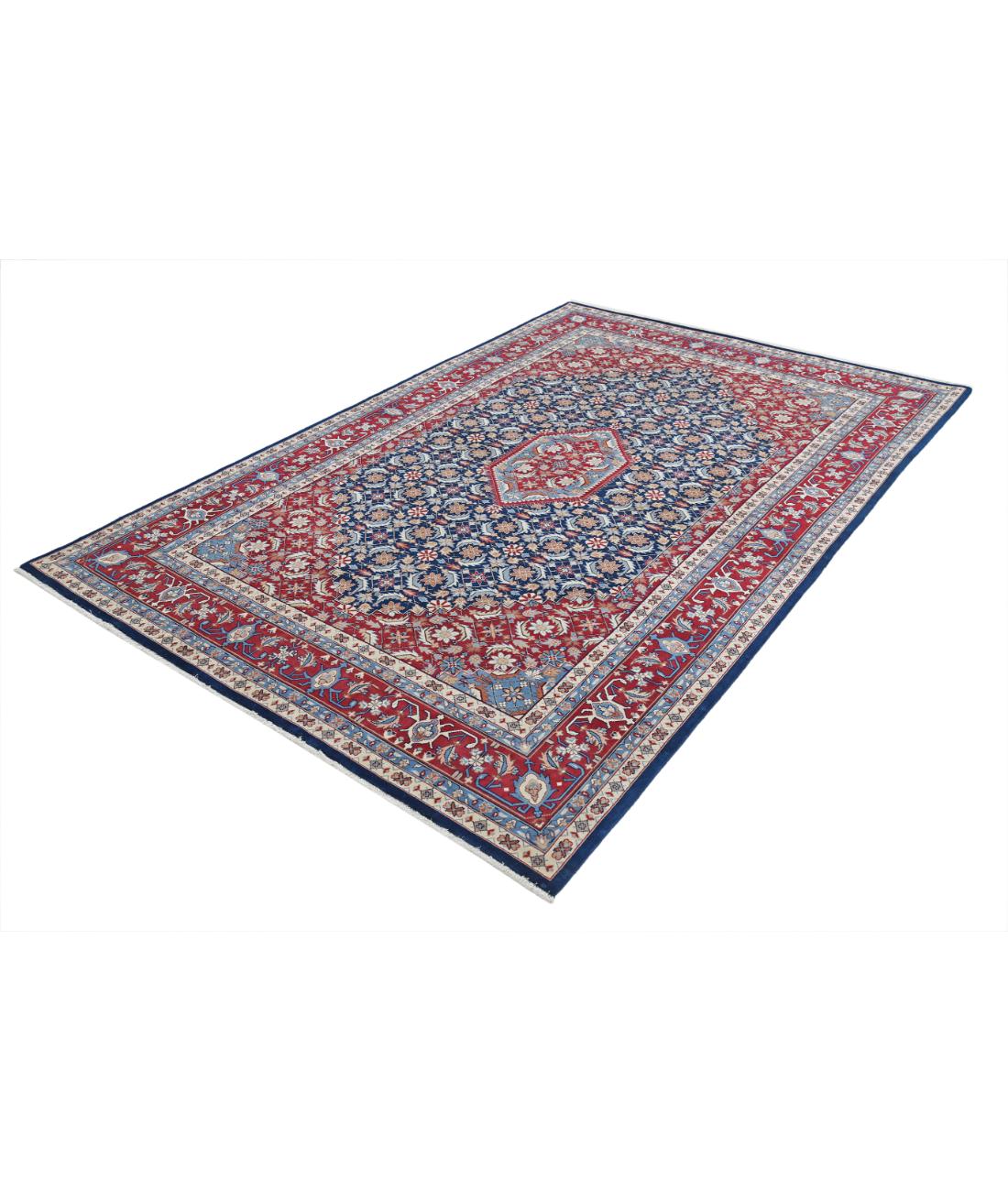 Hand Knotted Heritage Fine Persian Style Wool Rug - 6'0'' x 9'2'' 6' 0" X 9' 2" (183 X 279) / Blue / Red