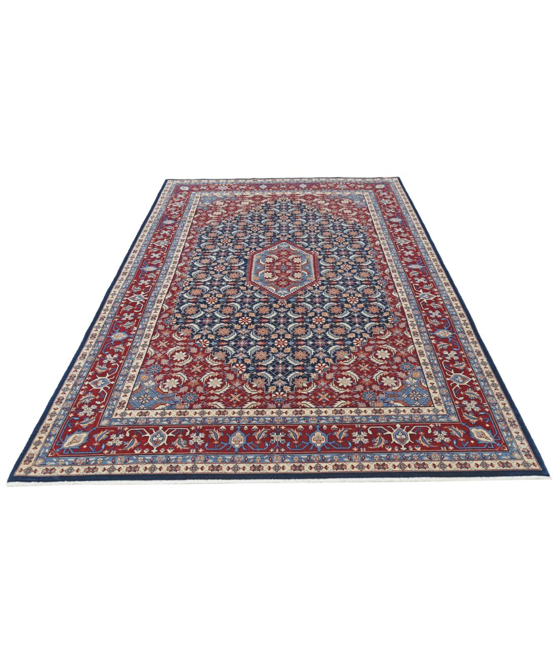 Hand Knotted Heritage Fine Persian Style Wool Rug - 6'0'' x 9'2'' 6' 0" X 9' 2" (183 X 279) / Blue / Red