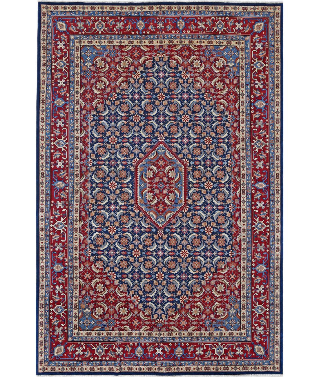 Hand Knotted Heritage Fine Persian Style Wool Rug - 6&#39;0&#39;&#39; x 9&#39;2&#39;&#39; 6&#39; 0&quot; X 9&#39; 2&quot; (183 X 279) / Blue / Red