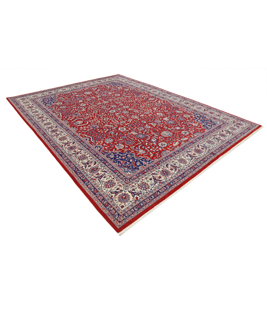 Hand Knotted Heritage Fine Persian Style Wool Rug - 9'0'' x 11'8'' 9' 0" X 11' 8" (274 X 356) / Red / Ivory
