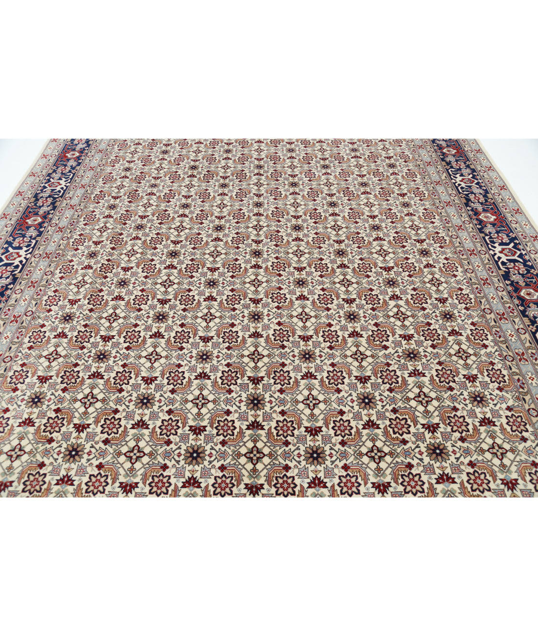 Hand Knotted Heritage Fine Persian Style Wool Rug - 9'0'' x 12'0'' 9' 0" X 12' 0" (274 X 366) / Ivory / Blue