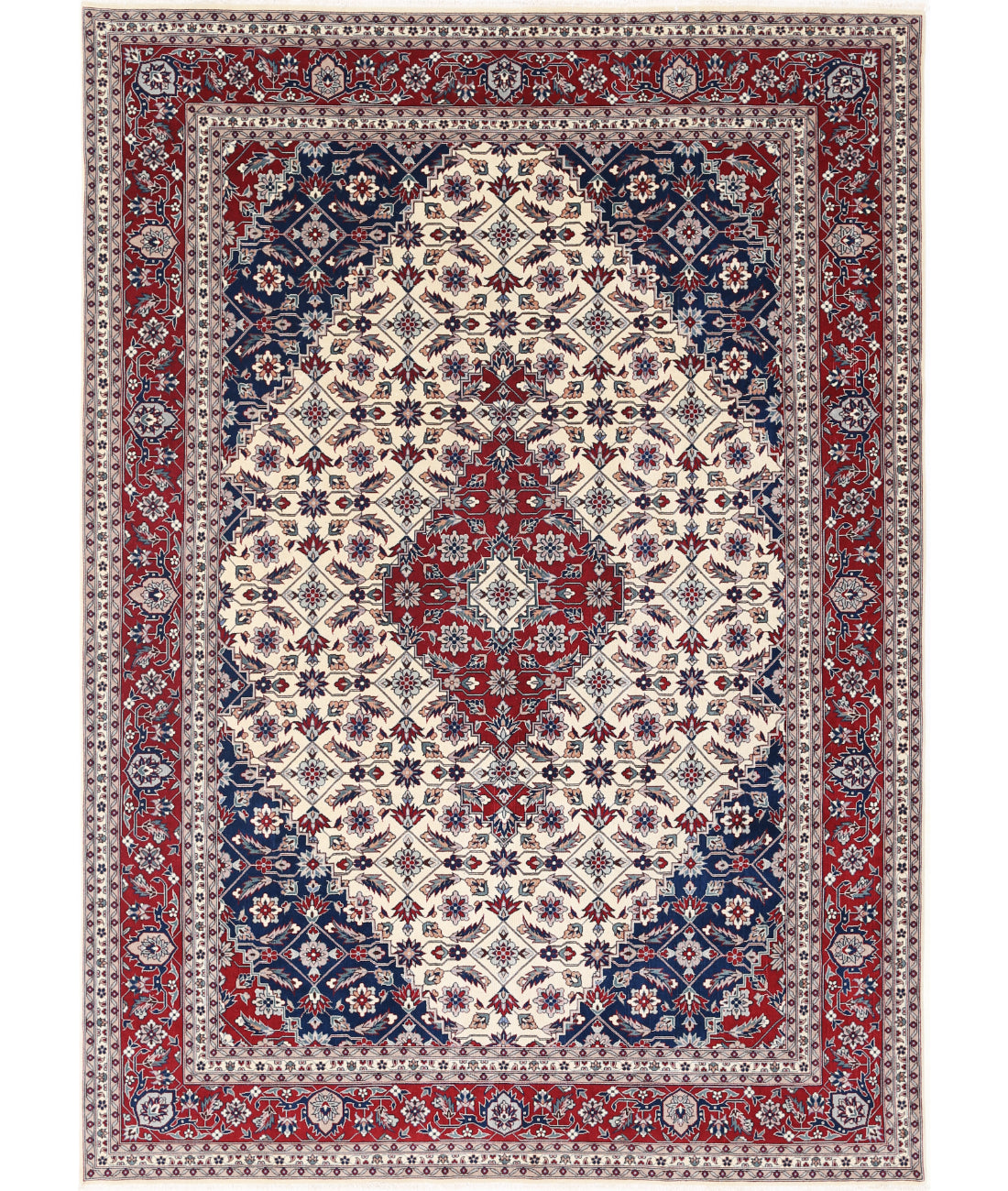 Hand Knotted Heritage Fine Persian Style Wool Rug - 7'0'' x 10'0'' 7' 0" X 10' 0" (213 X 305) / Ivory / Red