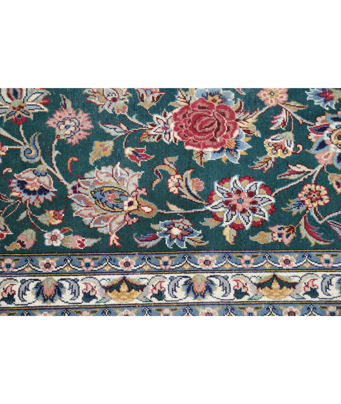 Hand Knotted Heritage Fine Persian Style Wool Rug - 9'10'' x 14'0'' 9' 10" X 14' 0" (300 X 427) / Green / Ivory