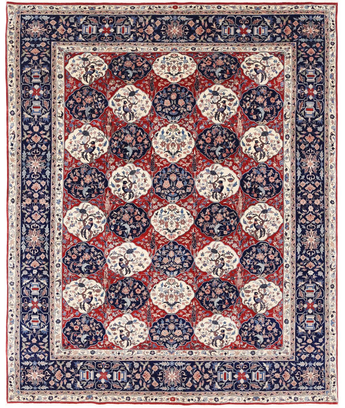 Hand Knotted Heritage Fine Persian Style Wool Rug - 7&#39;10&#39;&#39; x 9&#39;9&#39;&#39; 7&#39; 10&quot; X 9&#39; 9&quot; (239 X 297) / Red / Blue