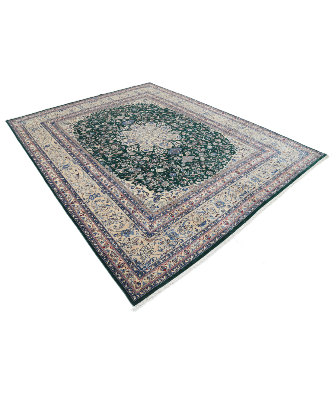 Hand Knotted Heritage Fine Persian Style Wool Rug - 8'2'' x 10'1'' 8' 2" X 10' 1" (249 X 307) / Green / Ivory