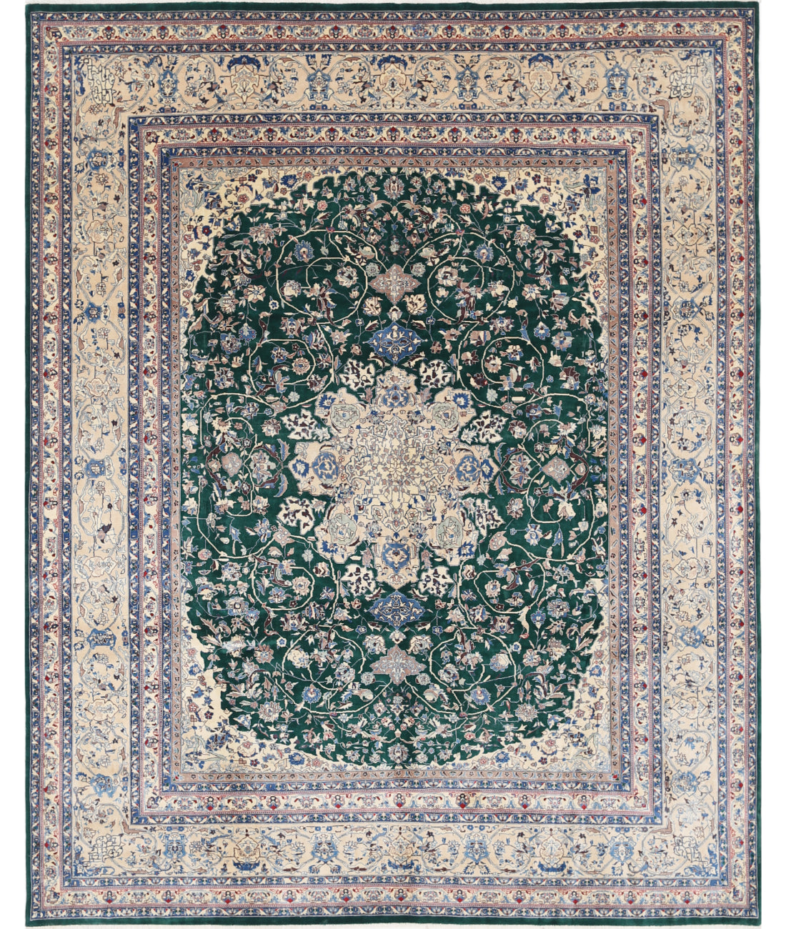 Hand Knotted Heritage Fine Persian Style Wool Rug - 8&#39;2&#39;&#39; x 10&#39;1&#39;&#39; 8&#39; 2&quot; X 10&#39; 1&quot; (249 X 307) / Green / Ivory