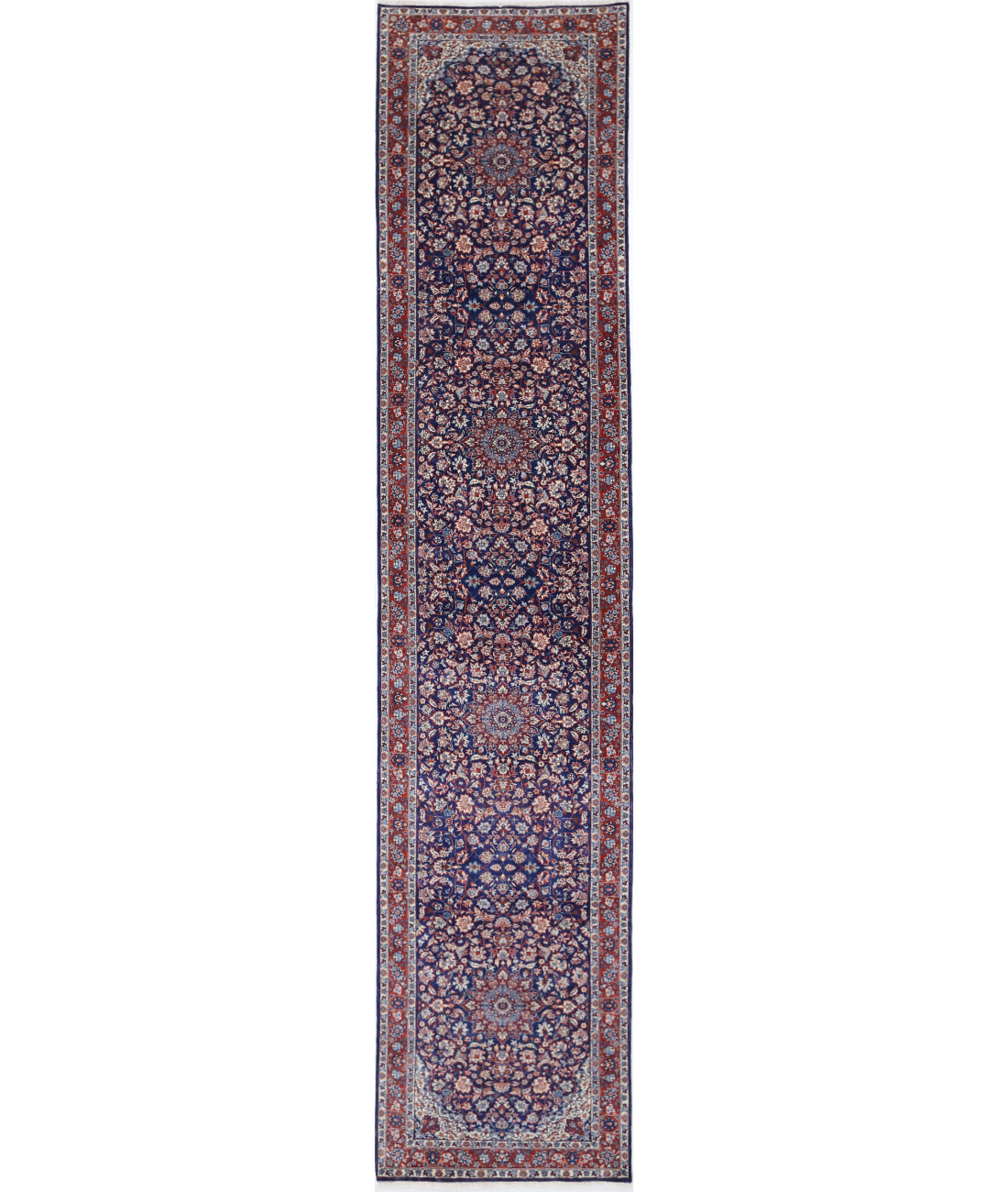 Hand Knotted Heritage Fine Persian Style Wool Rug - 2&#39;8&#39;&#39; x 13&#39;4&#39;&#39; 2&#39; 8&quot; X 13&#39; 4&quot; (81 X 406) / Blue / Rust