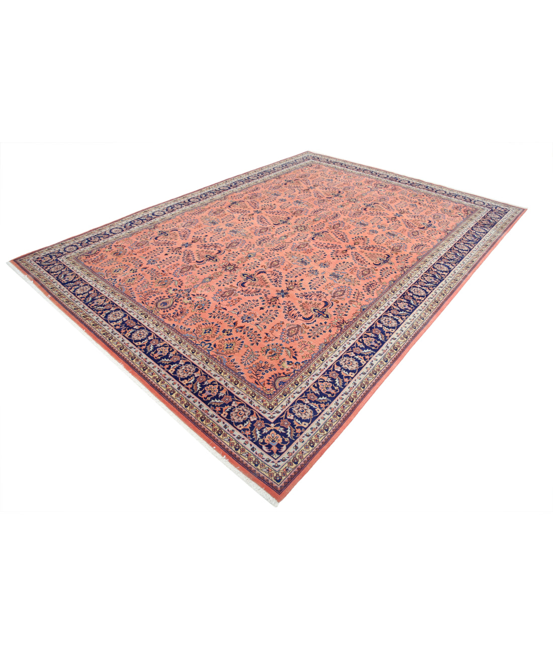 Hand Knotted Heritage Persian Style Wool Rug - 8'3'' x 11'5'' 8' 3" X 11' 5" (251 X 348) / Pink / Blue