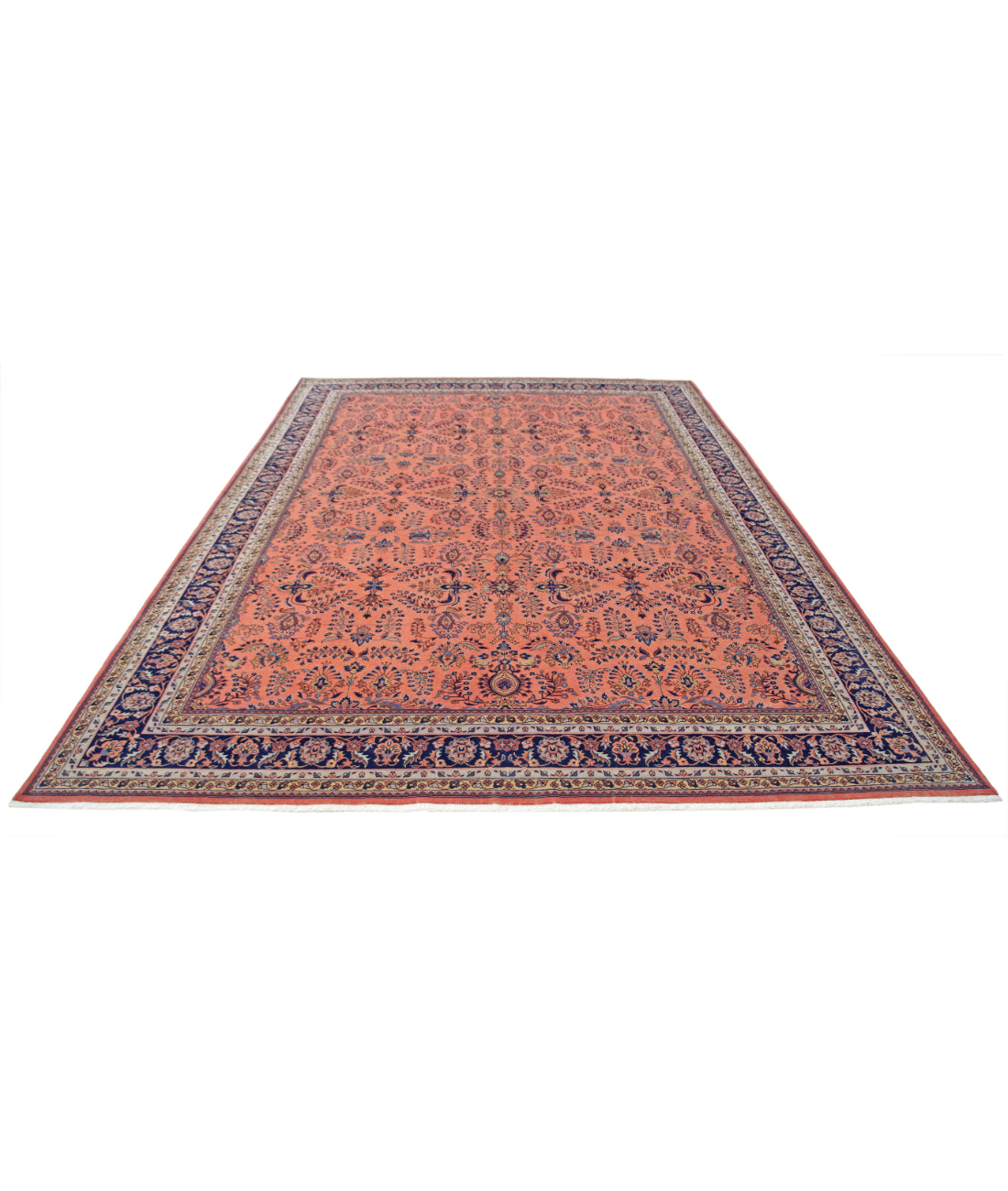 Hand Knotted Heritage Persian Style Wool Rug - 8'3'' x 11'5'' 8' 3" X 11' 5" (251 X 348) / Pink / Blue
