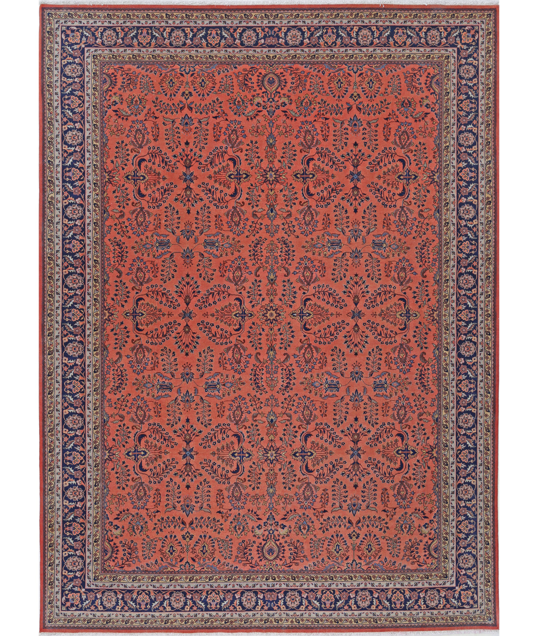 Hand Knotted Heritage Persian Style Wool Rug - 8'3'' x 11'5'' 8' 3" X 11' 5" (251 X 348) / Pink / Blue