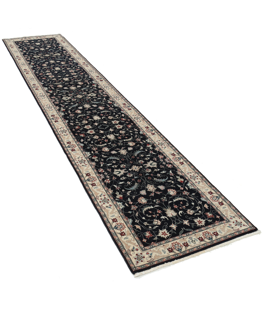 Hand Knotted Heritage Persian Style Wool Rug - 2'6'' x 11'10'' 2' 6" X 11' 10" (76 X 361) / Black / Ivory