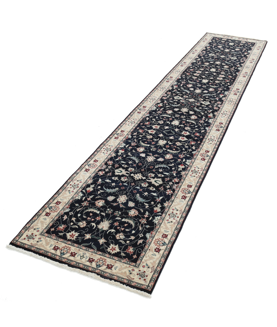 Hand Knotted Heritage Persian Style Wool Rug - 2'6'' x 11'10'' 2' 6" X 11' 10" (76 X 361) / Black / Ivory
