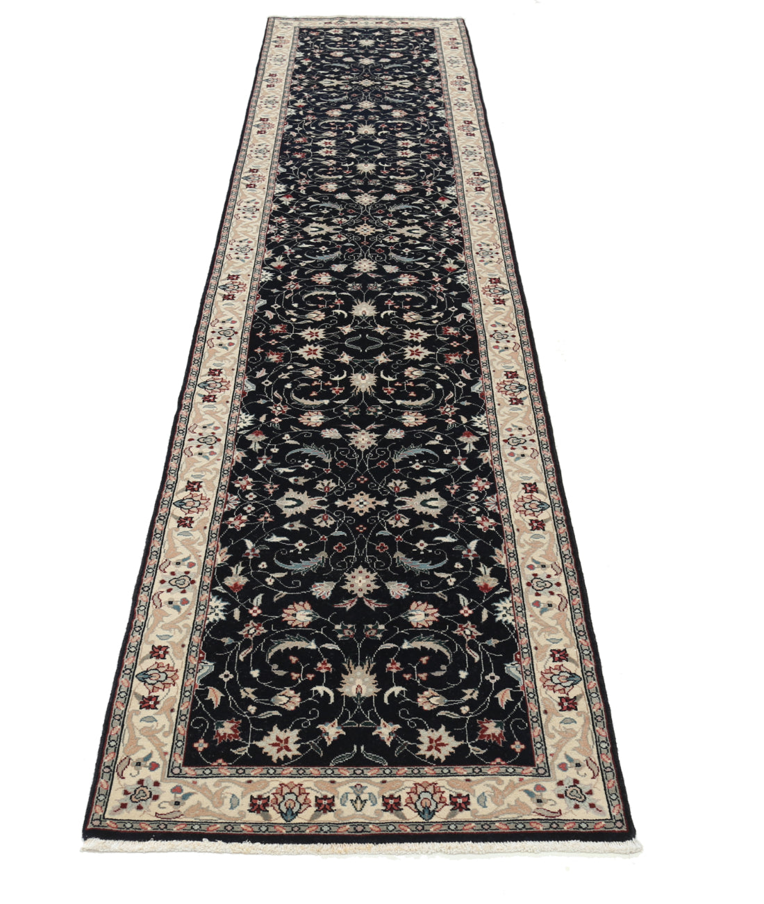 Hand Knotted Heritage Persian Style Wool Rug - 2'6'' x 11'10'' 2' 6" X 11' 10" (76 X 361) / Black / Ivory