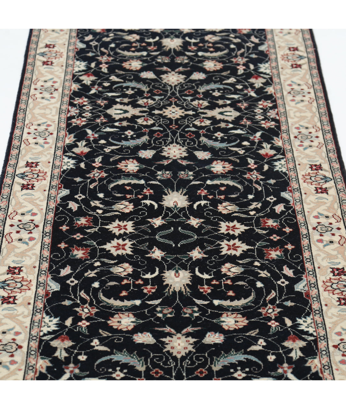 Hand Knotted Heritage Persian Style Wool Rug - 2'6'' x 11'10'' 2' 6" X 11' 10" (76 X 361) / Black / Ivory