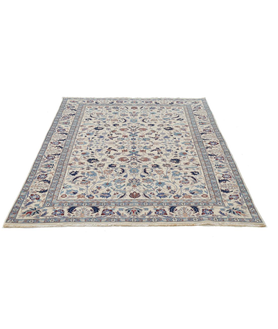 Hand Knotted Heritage Persian Style Wool Rug - 4'11'' x 8'0'' 4' 11" X 8' 0" (150 X 244) / Ivory / Blue
