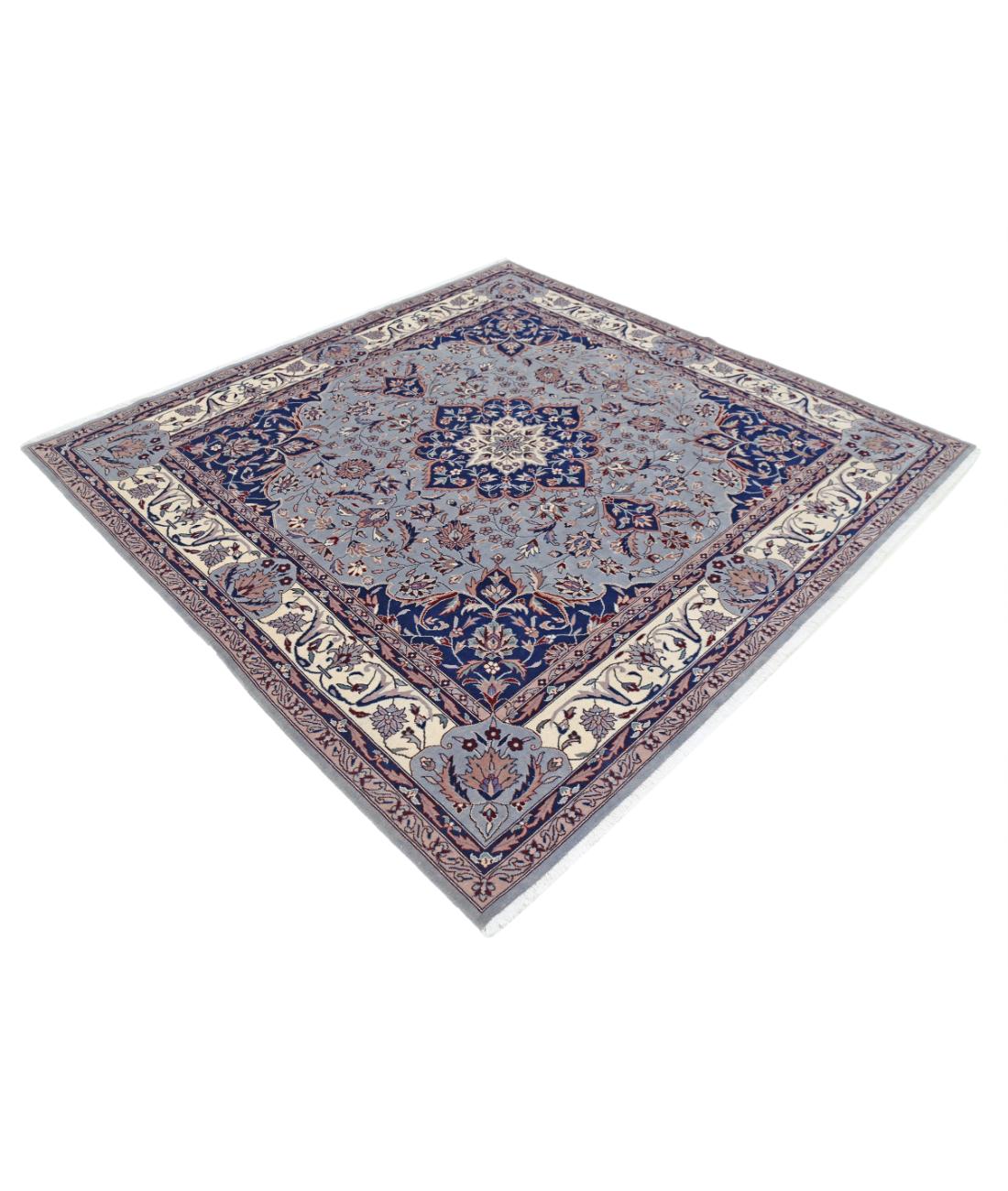 Hand Knotted Heritage Persian Style Wool Rug - 6'7'' x 6'10'' 6' 7" X 6' 10" (201 X 208) / Blue / Ivory