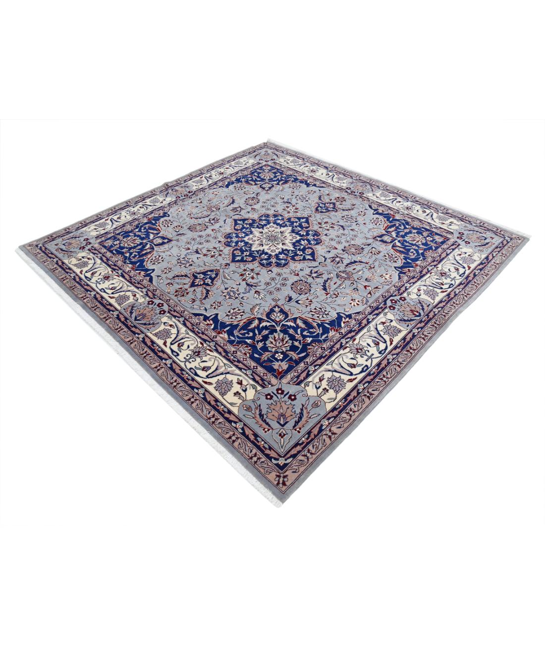 Hand Knotted Heritage Persian Style Wool Rug - 6'7'' x 6'10'' 6' 7" X 6' 10" (201 X 208) / Blue / Ivory